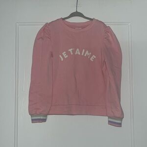 Janie & Jack Girls Pink “JE T’AIME” Sweatshirt - Size 7